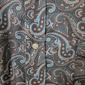Mens Panhandle 2 XL Pearl‎ Snap Paisley Blue/Gray  Western Cowboy Rodeo Chest 58